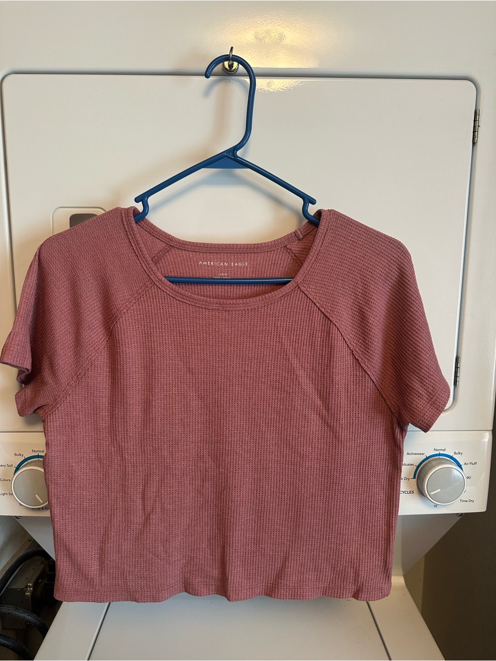American Eagle Outfitters Waffle Knit Crop Top in Dusty Rose